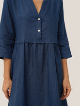 Load image into Gallery viewer, 100% Linen Loose Fit Button Waist Gathered Maxi Dress LUNA
