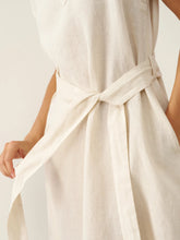 Load image into Gallery viewer, 100% Linen Mandarin Collar Maxi Dress with Detachable Belt MARGARET
