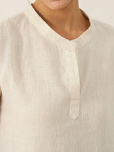 Load image into Gallery viewer, 100% Linen Mandarin Collar Maxi Dress with Detachable Belt MARGARET
