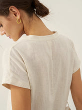 Load image into Gallery viewer, 100% Linen Mandarin Collar Maxi Dress with Detachable Belt MARGARET
