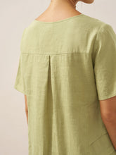 Load image into Gallery viewer, 100% Linen Pleated Crew Neck Midi Dress MILA
