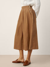 Load image into Gallery viewer, 100% Linen Pleated Side Button Skirt LILITH
