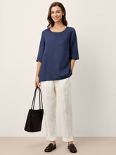 Load image into Gallery viewer, 100% Linen Relaxed Back Button Top with Tab Sleeves SYLVANA
