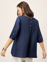 Load image into Gallery viewer, 100% Linen Relaxed Back Button Top with Tab Sleeves SYLVANA
