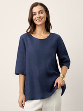 Load image into Gallery viewer, 100% Linen Relaxed Back Button Top with Tab Sleeves SYLVANA
