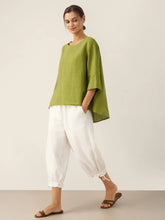 Load image into Gallery viewer, 100% Linen Round Neck Asymmetrical Hem Top BRIANNA
