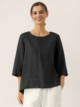 Load image into Gallery viewer, 100% Linen Round Neck Asymmetrical Hem Top BRIANNA
