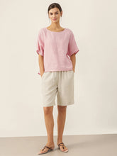 Load image into Gallery viewer, 100% Linen Elastic Drawstring Waist Capri Pants XIMENA
