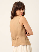 Load image into Gallery viewer, 100% Linen Cinch-Back Sleeveless Tailored Vest BRONWYN
