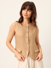 Load image into Gallery viewer, 100% Linen Cinch-Back Sleeveless Tailored Vest BRONWYN
