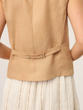 Load image into Gallery viewer, 100% Linen Cinch-Back Sleeveless Tailored Vest BRONWYN
