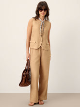 Load image into Gallery viewer, 100% Linen Cinch-Back Sleeveless Tailored Vest BRONWYN
