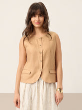 Load image into Gallery viewer, 100% Linen Cinch-Back Sleeveless Tailored Vest BRONWYN
