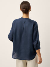 Load image into Gallery viewer, 100% Linen Sculpted Accordion Pleat Crew Neck Shirt RANA

