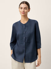 Load image into Gallery viewer, 100% Linen Sculpted Accordion Pleat Crew Neck Shirt RANA
