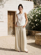Load image into Gallery viewer, 100% Linen Sculpted Pleat Elasticated Back Relaxed Pants VERIDIANA
