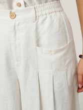 Load image into Gallery viewer, 100% Linen Sculpted Pleat Elasticated Back Relaxed Pants VERIDIANA
