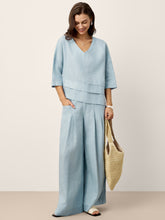 Load image into Gallery viewer, 100% Linen Sculpted Pleat Elasticated Back Relaxed Pants VERIDIANA
