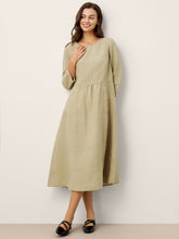 Load image into Gallery viewer, 100% Linen Shirred Waistline Patch Pocket Maxi Dress MARCELLA
