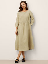 Load image into Gallery viewer, 100% Linen Shirred Waistline Patch Pocket Maxi Dress MARCELLA
