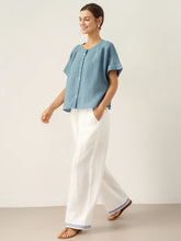 Load image into Gallery viewer, 100% Linen Short Sleeve Crew Neck Shirt FINA
