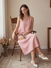 Load image into Gallery viewer, 100% Linen Sleeveless A-Line Maxi Dress TARA
