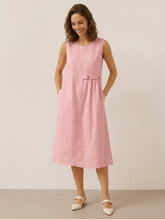 Load image into Gallery viewer, 100% Linen Sleeveless Accordion Pleat Midi Dress TINA
