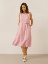 Load image into Gallery viewer, 100% Linen Sleeveless Accordion Pleat Midi Dress TINA
