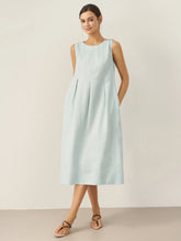 Load image into Gallery viewer, 100% Linen Sleeveless Shoulder Button Midi Dress FREYA
