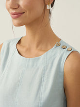 Load image into Gallery viewer, 100% Linen Sleeveless Shoulder Button Midi Dress FREYA
