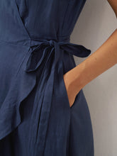 Load image into Gallery viewer, 100% Linen V-Neck One-Piece Ruffle Hem Maxi Dress MAYA
