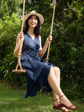 Load image into Gallery viewer, 100% Linen V-Neck One-Piece Ruffle Hem Maxi Dress MAYA
