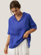 Load image into Gallery viewer, 100% Linen V-Neck Short Sleeve Shirt SIERRA
