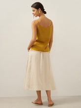 Load image into Gallery viewer, 100% Linen Elastic Waist Angled Wrap Skirt FRESSA
