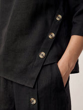 Load image into Gallery viewer, 100% Linen Asymmetric-Hem Button-Trim Top NYLA
