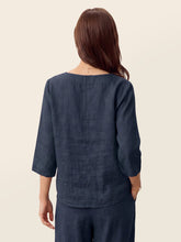 Load image into Gallery viewer, 100% Linen Asymmetric-Hem Button-Trim Top NYLA
