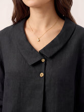 Load image into Gallery viewer, 100% Linen Asymmetric Collar Inverted Pleat Top OTTILIE
