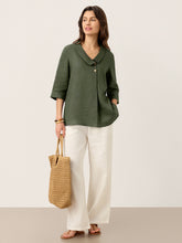 Load image into Gallery viewer, 100% Linen Asymmetric Collar Inverted Pleat Top OTTILIE
