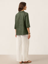 Load image into Gallery viewer, 100% Linen Asymmetric Collar Inverted Pleat Top OTTILIE
