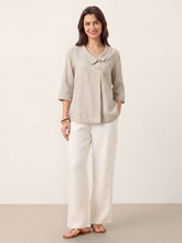 Load image into Gallery viewer, 100% Linen Asymmetric Collar Inverted Pleat Top OTTILIE

