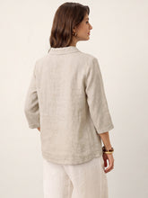 Load image into Gallery viewer, 100% Linen Asymmetric Collar Inverted Pleat Top OTTILIE
