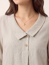 Load image into Gallery viewer, 100% Linen Asymmetric Collar Inverted Pleat Top OTTILIE
