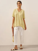 Load image into Gallery viewer, 100% Linen Asymmetric Hem Long Top ISLA
