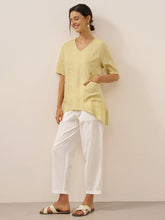 Load image into Gallery viewer, 100% Linen Asymmetric Hem Long Top ISLA
