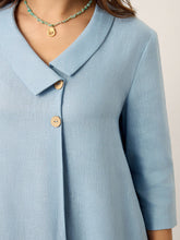 Load image into Gallery viewer, 100% Linen Asymmetric Shawl Collar A-Line Midi Dress WINIFRED
