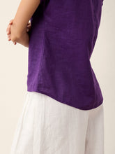 Load image into Gallery viewer, 100% Linen Round Neck Button Detail Top ISABELLE
