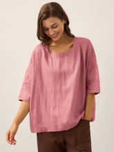 Load image into Gallery viewer, 100% Linen Boatneck 3/4 Length Sleeve Top AURORA
