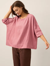 Load image into Gallery viewer, 100% Linen Boatneck 3/4 Length Sleeve Top AURORA
