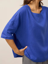 Load image into Gallery viewer, 100% Linen Boatneck 3/4 Length Sleeve Top AURORA
