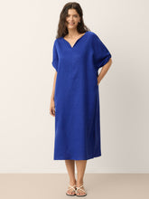 Load image into Gallery viewer, 100% Linen Bow-Tie Cuff Split-Hem Midi Dress JESSAMINE

